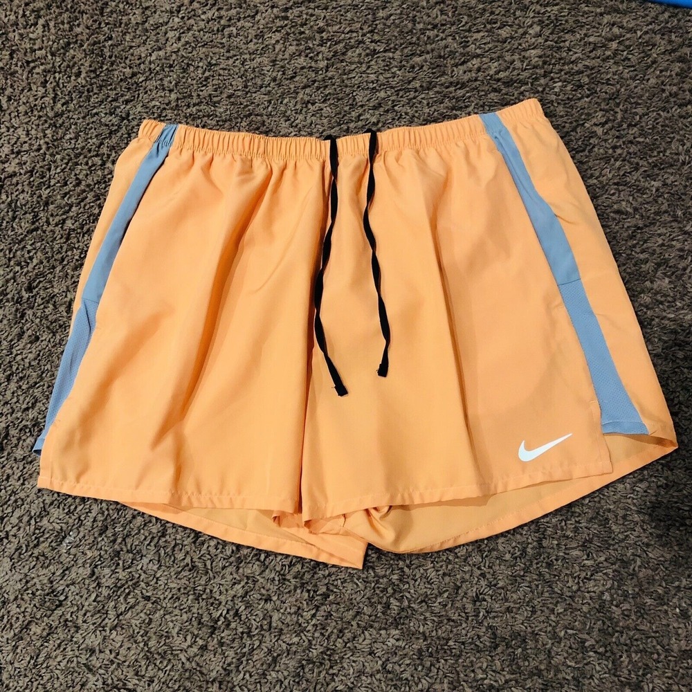 Nike Dri-FIT Running Shorts Peach Blue Accent Men's XXL 5 Inch Length